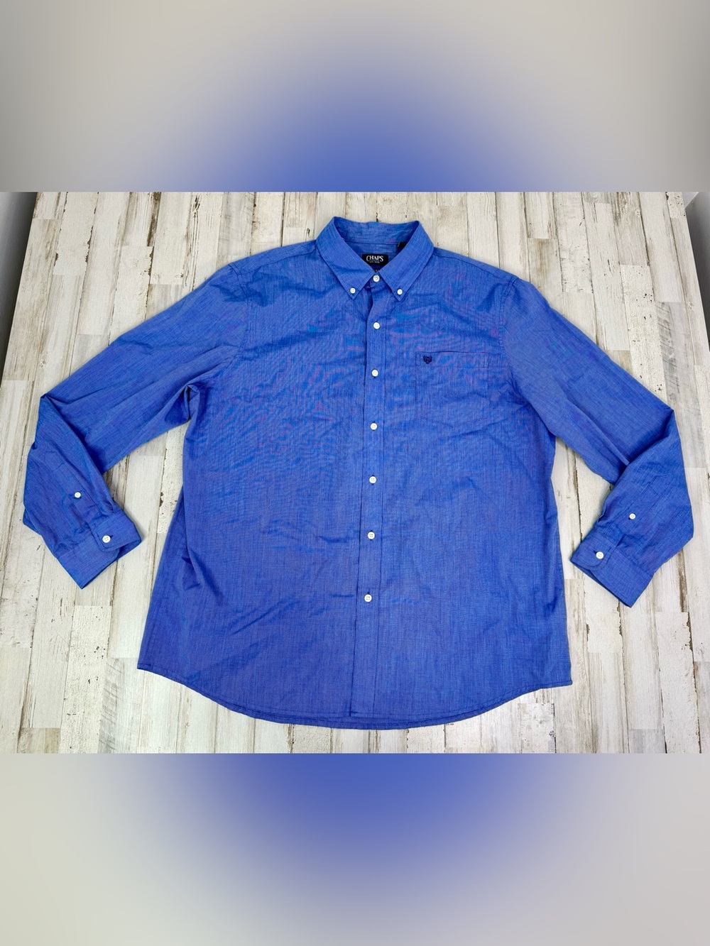 Chaps Classic Fit XXL Blue Long Sleeve Button Down Dress Shirt